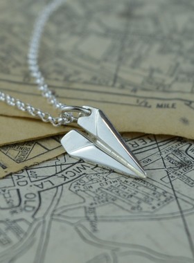 纸飞机项链纯银送女友情人节礼物