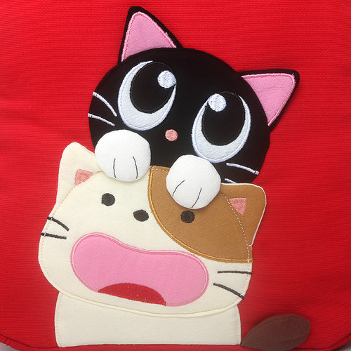 Kine猫 摘鱼猫双肩包2024新款卡通可爱女生儿童背包个性休闲包包 - 图1