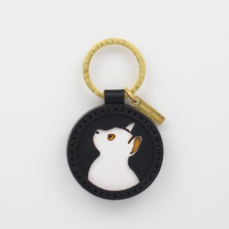 ZOOMON黑色猫咪钥匙扣手工真皮卡通包包挂件可爱车钥匙生日礼物,淘宝优惠券,粉丝福利购,淘宝优惠卷