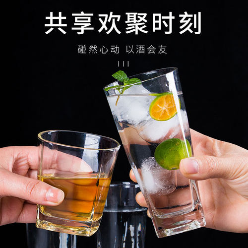 玻璃杯套装家用客厅透明水杯啤酒杯带把耐热喝水茶杯12只待客杯子 - 图3