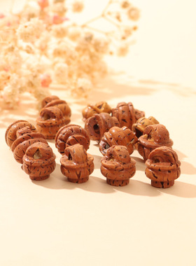 天然桃核雕刻桃蓝桃筐编织手链饰