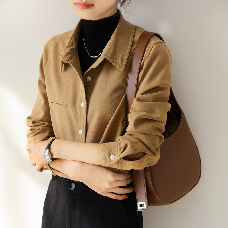 my加厚磨毛2021新款叠穿长袖衬衫 缪语女装衬衫