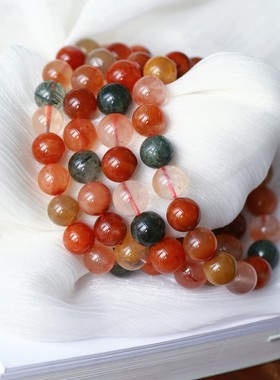 2026天然无优化福禄寿水晶手錬彩发晶兔毛多宝单圈手串包邮 女款