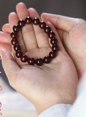 2026高密沉水非洲小叶紫檀手串女士手链血檀木红木念珠单圈男女情