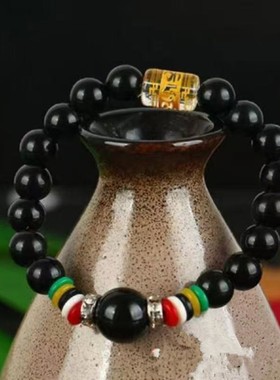 2026玛瑙玉髓六字真言圆珠手链女款单圈8mm珠子五行六字手串礼品