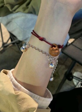 2026新中式压惊桃木小桃篮红绳编织复古可调节手链女生送闺蜜情侣