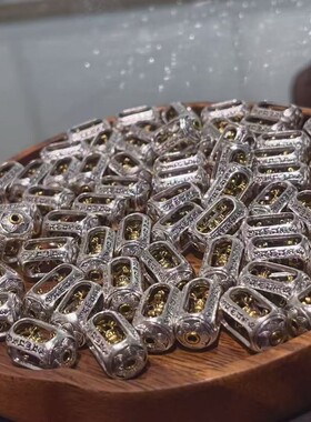 2026藏银六字真言十字金刚杵文玩佛珠配饰文玩配件手工diy手串手