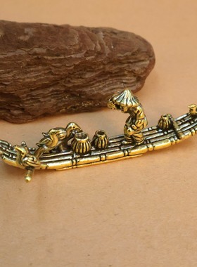 2026黄铜寒江独钓香插摆件复古渔翁独钓熏香香托工艺礼品办公桌面