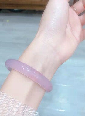 2026厂家冰种细条加厚粉玉髓手镯 玛瑙芙蓉玉紫罗兰玉镯子饰品