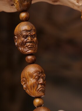 2026绿檀紫檀芭比檀十八罗汉佛珠手串手持雕刻文玩男女款车挂2.0