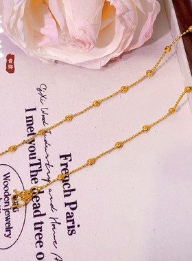 2026越南沙金西瓜珠项链女时尚轻奢高级感气质百搭珠珠锁骨链久不