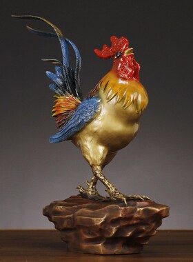 2026一鸣惊人铜鸡摆件金鸡大公鸡生肖鸡创意招财礼品书房桌面装饰