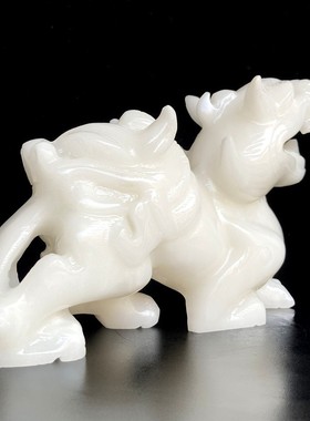 2026玉石貔貅摆件双头兽汉白玉一对招财店铺开业家居客厅玄关风水