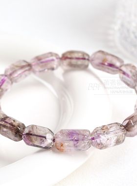 2026蓓蓓福水晶 天然紫水晶超七水晶桶珠手链 紫超七随型手串散珠