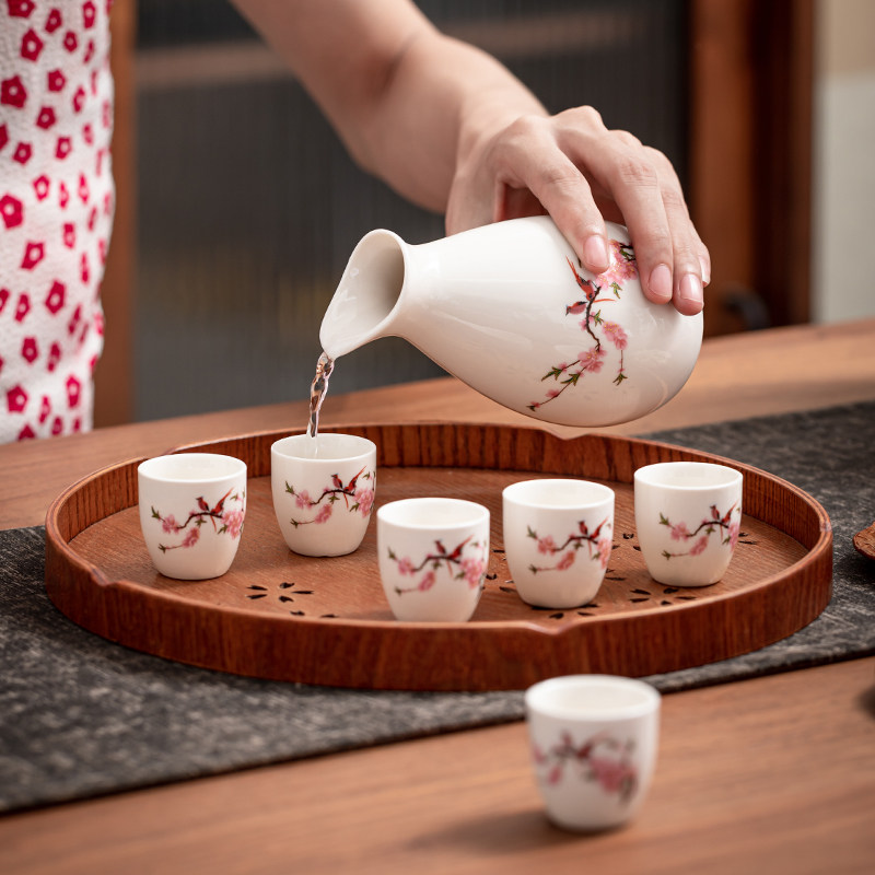 鑫裕源陶瓷酒具套装白酒杯烈酒酒壶家用仿古分酒器清酒一口杯酒盅_虎窝淘