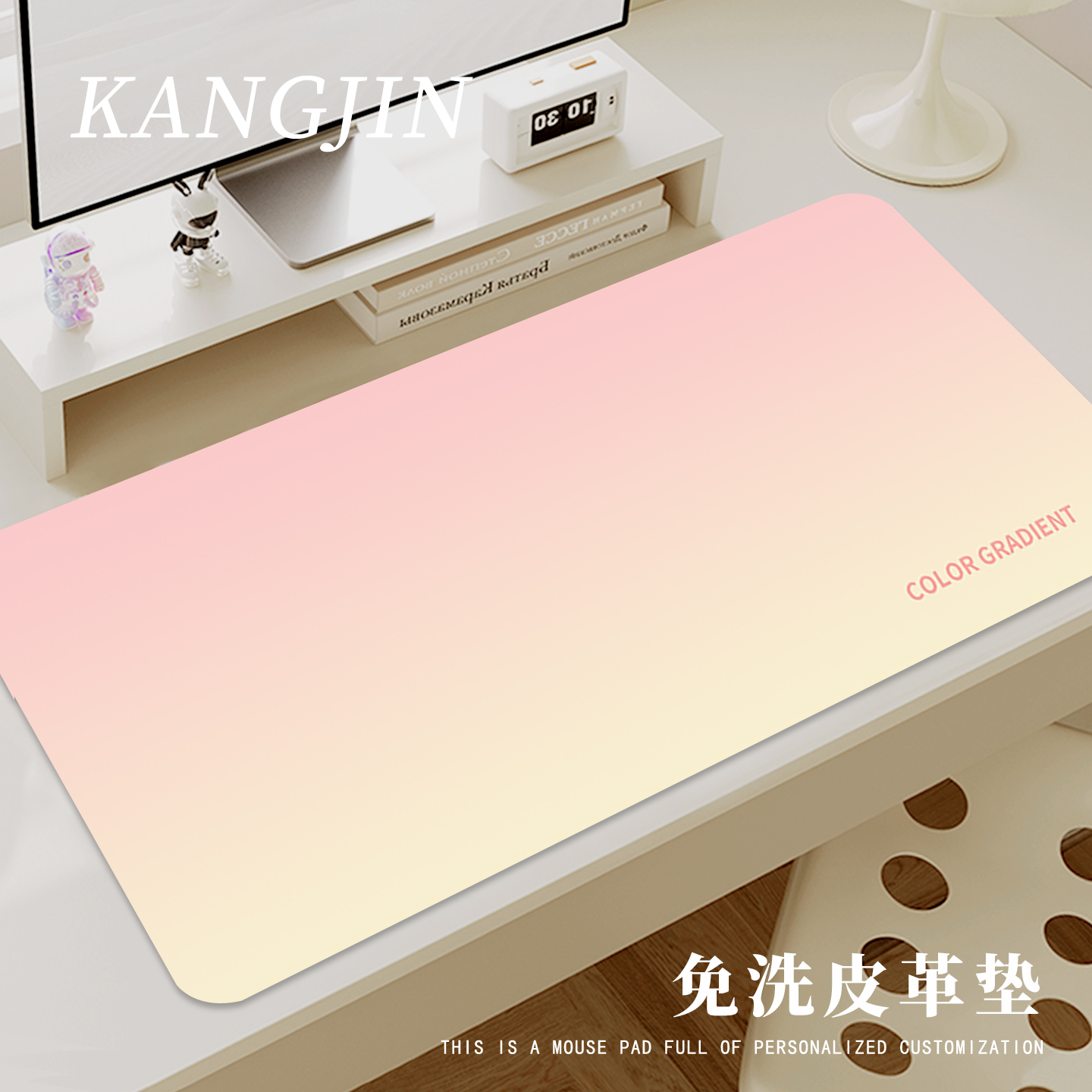 温柔奶咖纯色皮革鼠标垫超大办公室鼠标垫家用桌垫防水防污电脑PU - 图3