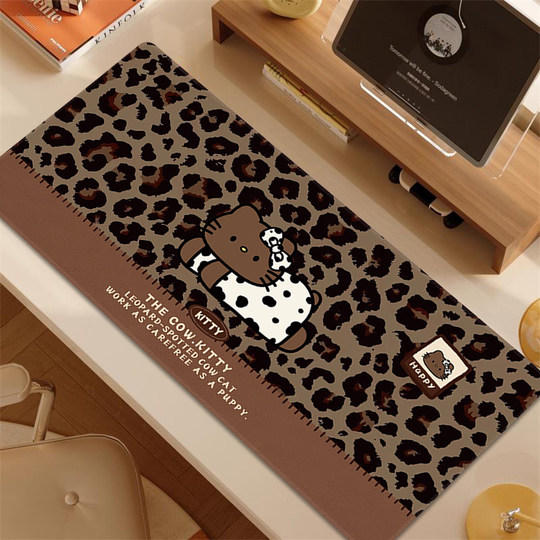 秋冬棕色系鼠标垫超大女生高颜值办公室桌垫凯蒂猫电脑键盘垫定制