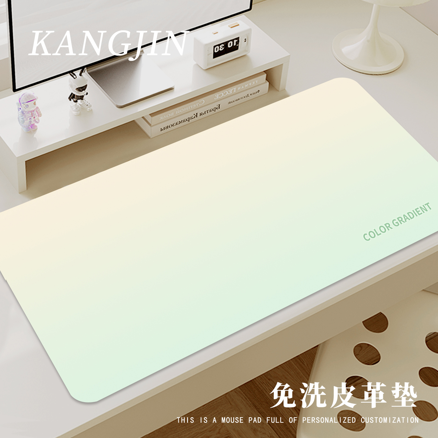 温柔奶咖纯色皮革鼠标垫超大办公室鼠标垫家用桌垫防水防污电脑PU - 图2