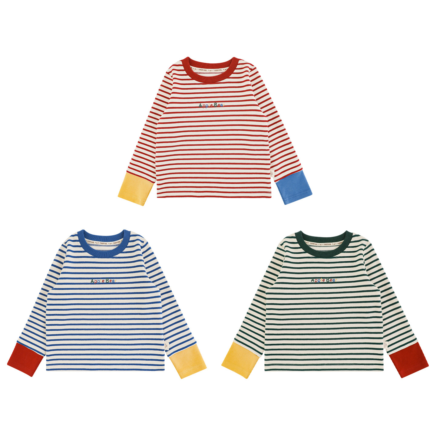 幼悠 童装男童长袖圆领撞色条纹打底衫2025新款韩系秋装儿童t恤潮,淘宝优惠券,粉丝福利购,淘宝优惠卷