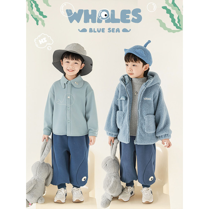 幼悠童装男童裤子2025冬季新款鲸鱼防风束脚休闲裤加绒保暖冬装潮,淘宝优惠券,粉丝福利购,淘宝优惠卷