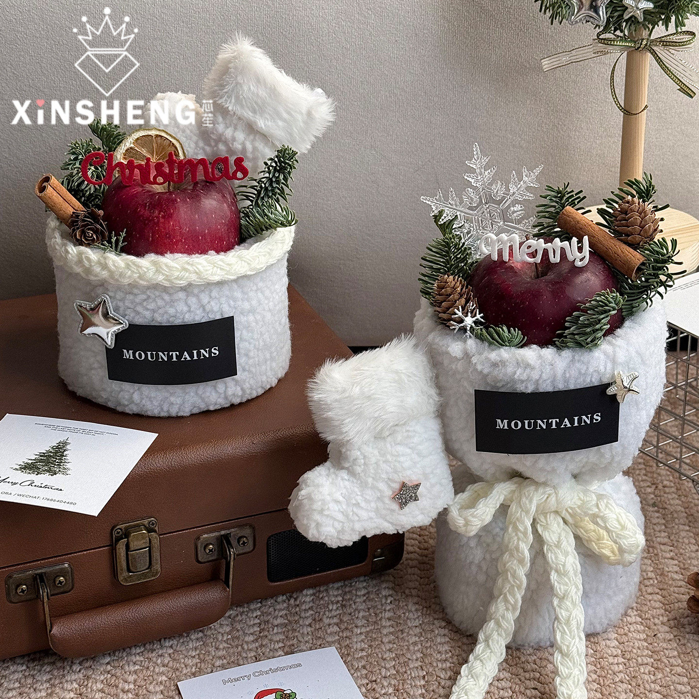 【圣诞节新品】芯苼 毛绒苹果布料 节日平安果精致包花布花艺资材,淘宝优惠券,粉丝福利购,淘宝优惠卷