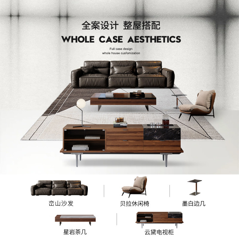 广巢 峦山沙发高靠背豆腐块沙发直排极简客厅羽绒网红款组合皮艺B,淘宝优惠券,粉丝福利购,淘宝优惠卷