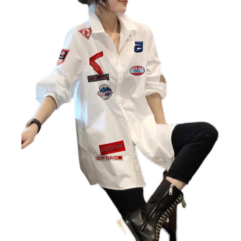 韩国中长款薄款宽松洋气欧货早衬衫 haadid衬衫