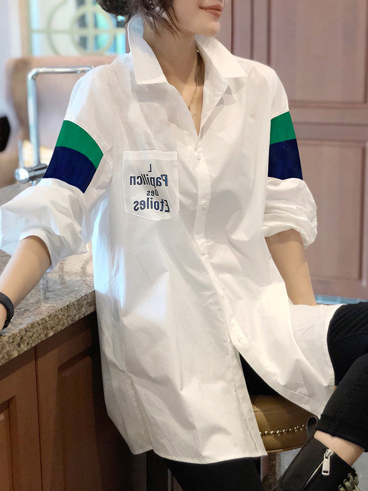 韩国中长款薄款宽松洋气欧货早衬衫 haadid衬衫