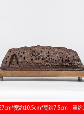 新款铜制书房摆件简约毛笔搁笔架山镇纸清供新中式假W山办公桌文