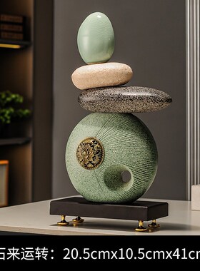 新款石来运转鹿摆l件一对新中式客厅玄关鞋柜家居装饰品摆件办公