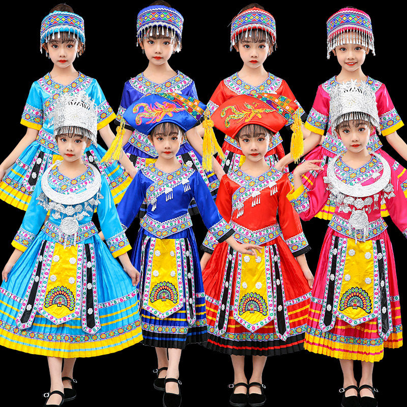 六一儿童女童苗族土家族幼儿舞蹈 娜云琦民族服装/舞台装