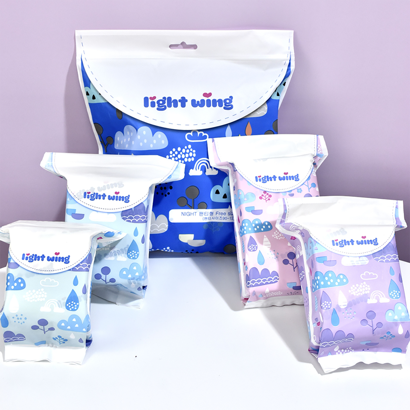 韩国lightwing轻翼卫生巾女轻薄透气姨妈巾日用夜用整箱单片正品