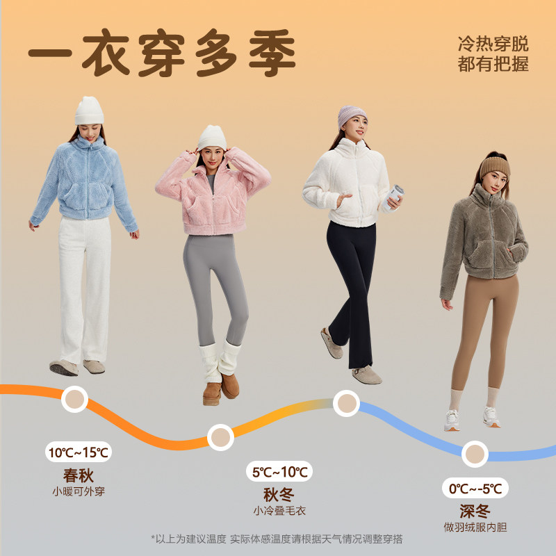 neverme毛绒运动外套女保暖宽松健身休闲户外日常训练拉链立领冬,淘宝优惠券,粉丝福利购,淘宝优惠卷