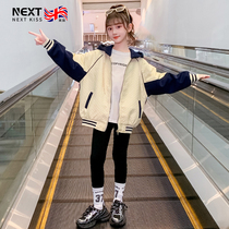 British next kiss girl jacket 2024 new foreign air even cap baseball suit childrens tennis red jacket blouse