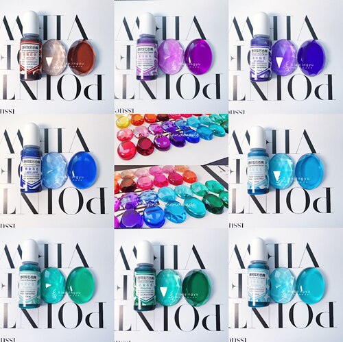 小鲸鱼diy 水晶滴胶透明染色色精ab滴胶宝石色精染色uv材料包套装 - 图2