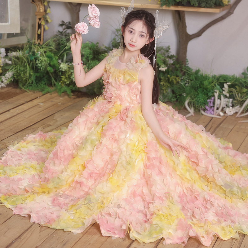 中大儿童礼服青少年连衣裙花仙子生日公主裙女童钢琴演出服主持人 - 图0