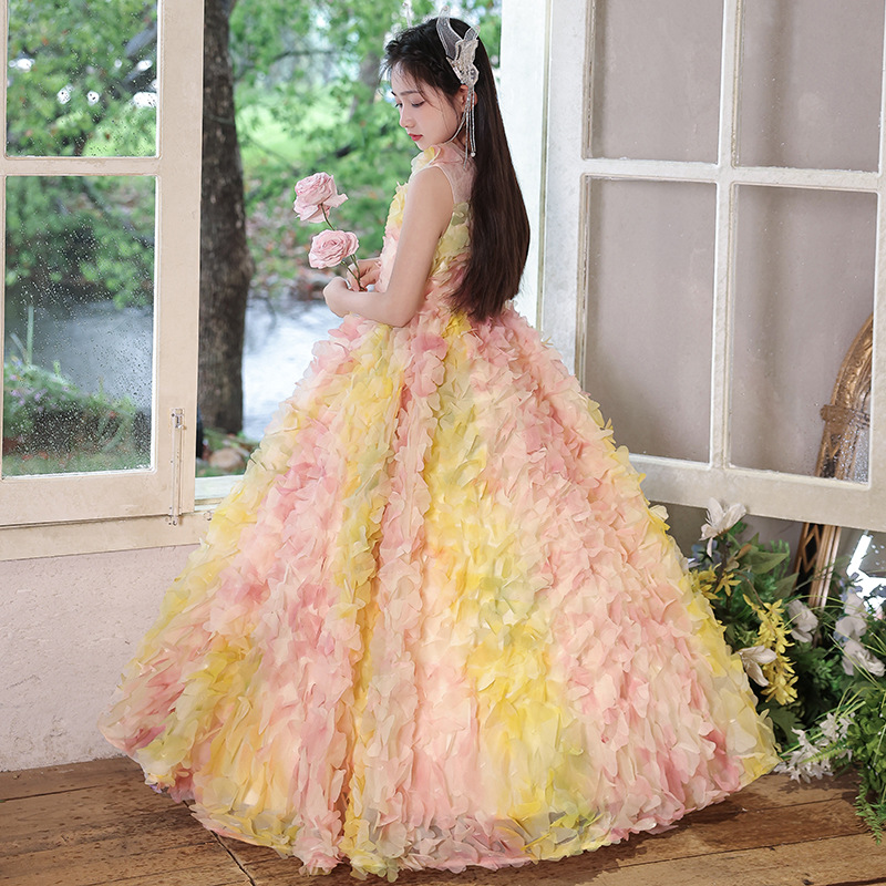 中大儿童礼服青少年连衣裙花仙子生日公主裙女童钢琴演出服主持人 - 图1