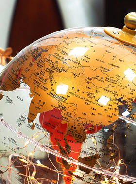 透明新中式地球仪轻奢高档现代客厅酒柜电视柜办公室书柜装饰摆件