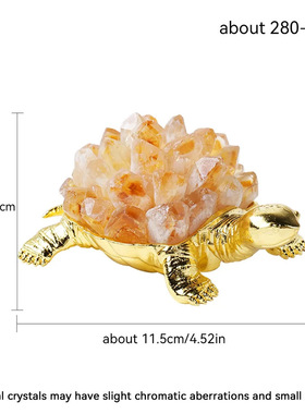 钱都归我钱龟镇黄晶簇聚财纯天然黄水晶芽晶簇钱龟摆件