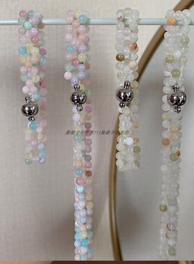 手作款吸扣手链颈链~天然石编织串珠手工支持定制尺寸温柔气质款