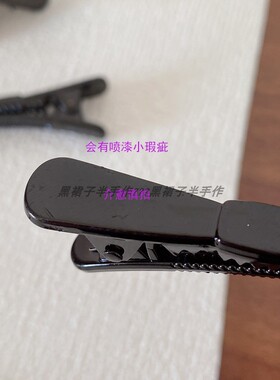2个起~黑色蝴蝶结鸭嘴夹侧边刘海夹祖母绿玻璃钻公主发夹