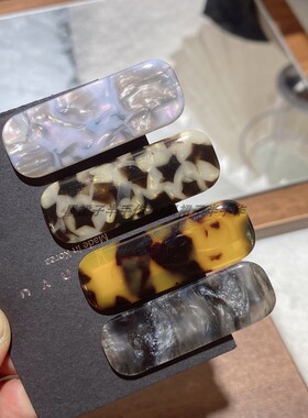 小众花色~4色深色醋酸小夹子刘海夹墨云花纹咖色深豹纹侧边压夹