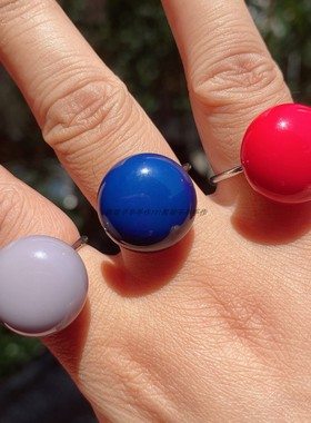 不褪色戒指！不锈钢开口戒彩色糖豆四季百搭可爱鬼马少女建议多色