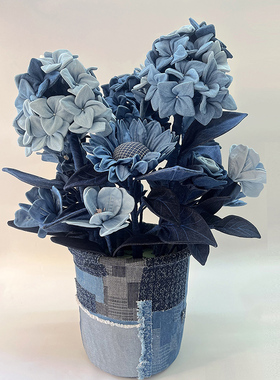 花团锦簇高级感艺术牛仔插花花盆摆件开业礼品展厅陈列创意装饰品