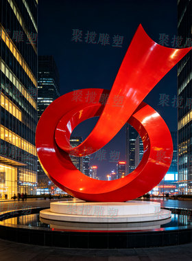 不锈钢大型红色圆环雕塑定制景观地标建筑广场公园林异形小品装置