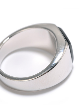 柒玥男女925银时尚黑玛瑙方戒