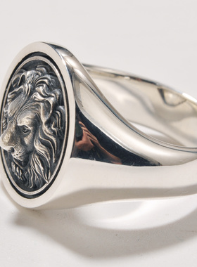 柒玥男925银复古狮子浮雕