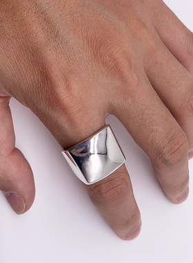 方形欧美朋克风夸张银戒指