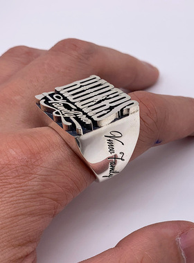 欧美风夸张字母银戒指可定制