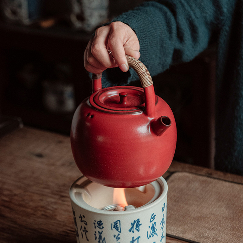 梵山堂苏打釉陶壶山楂红老岩泥煮茶壶养生烧水壶功夫茶具泡茶壶 - 图2